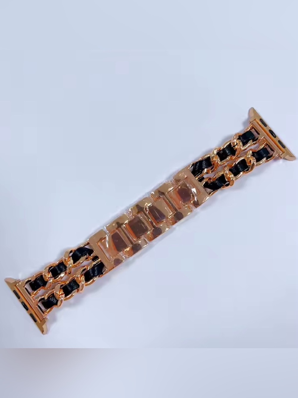 New rose gold and black Chain-Link Leather band for Apple Watch 38-49mm